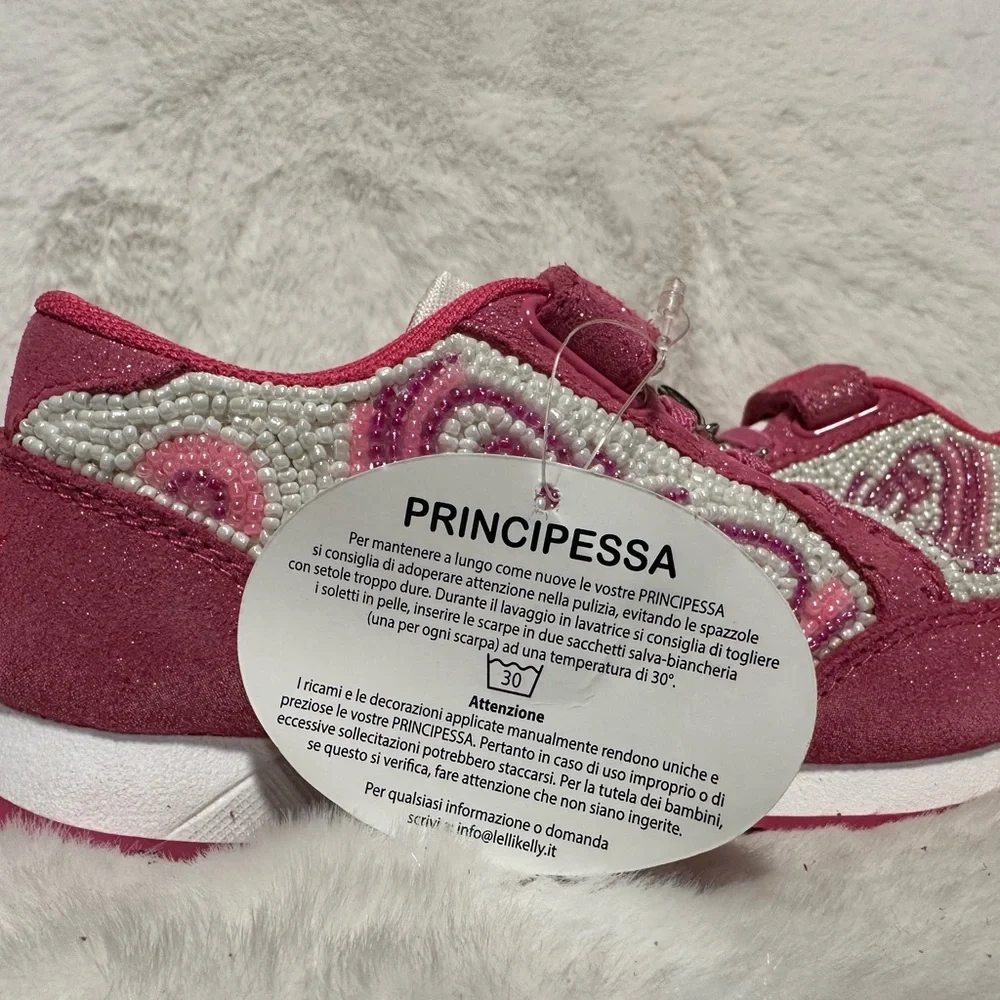 Lelli Kelly Kids Pink and White Butterfly Beaded Sneakers
